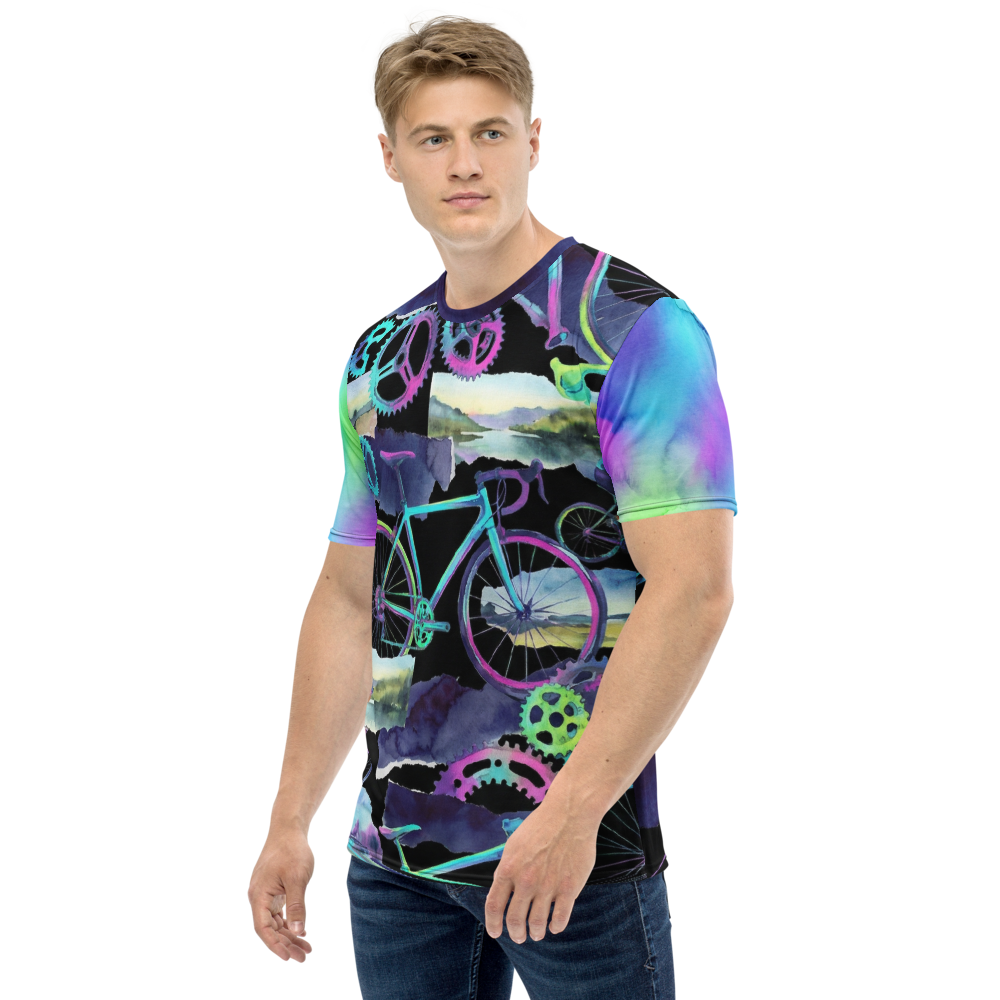 Neon Rennrad Collage T-Shirt – Watercolor Art