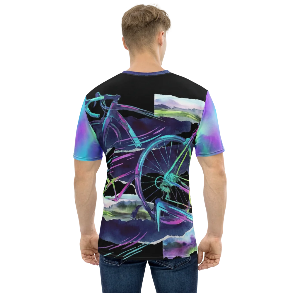 Rennrad Collage T-Shirt — Aquarell Magenta Türkis Cyber