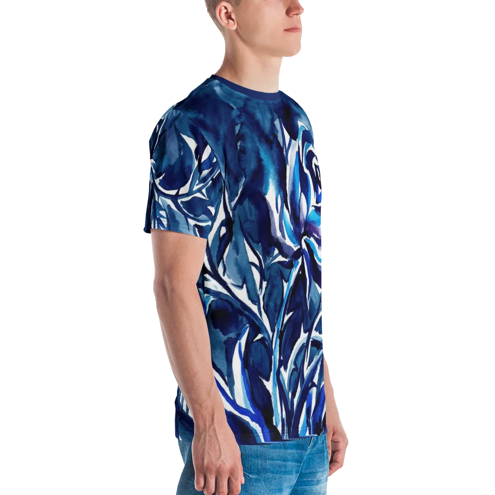 Tintenrose T-Shirt — Aquarell Indigo Tusche — Ansicht 6