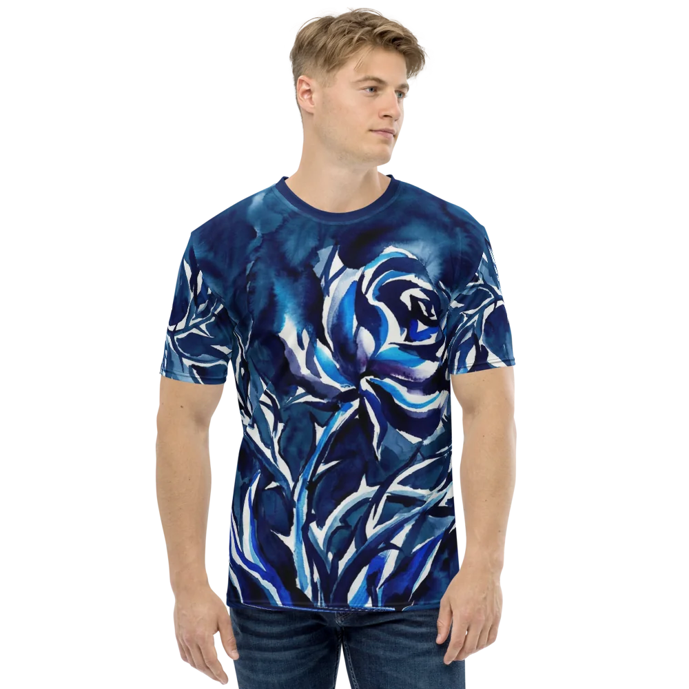 Tintenrose T-Shirt — Aquarell Indigo Tusche — Ansicht 8