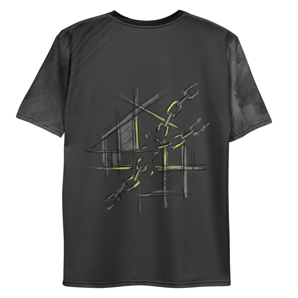 Industrial Blueprint Zahnrad — Gold Neongrün Mechaniker T-Shirt