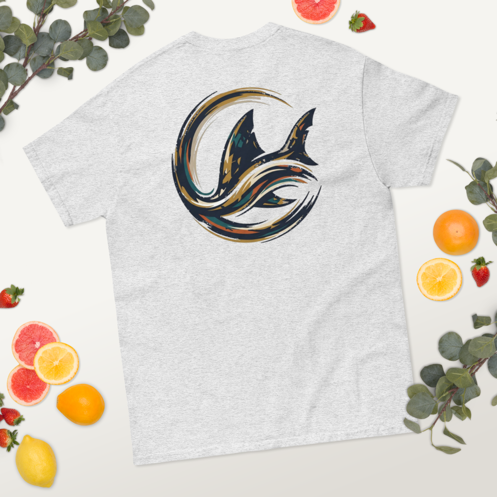 Neon Hai Collage T-Shirt – Abstrakte Ocean Art