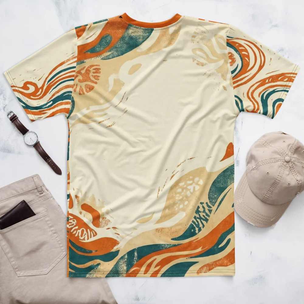 Abstrakte Botanik T-Shirt — Orange Türkis Welle — Rückseite