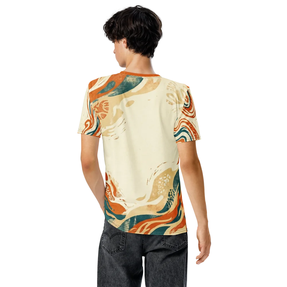 Abstrakte Botanik T-Shirt — Orange Türkis Welle — Ansicht 6