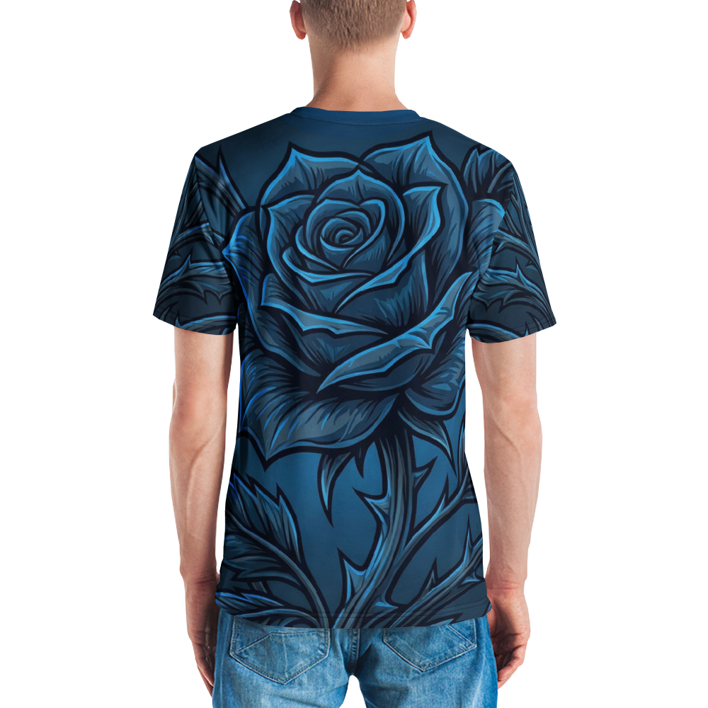 Blaue Dornenrose T-Shirt – Gothic Botanik — Ansicht 6