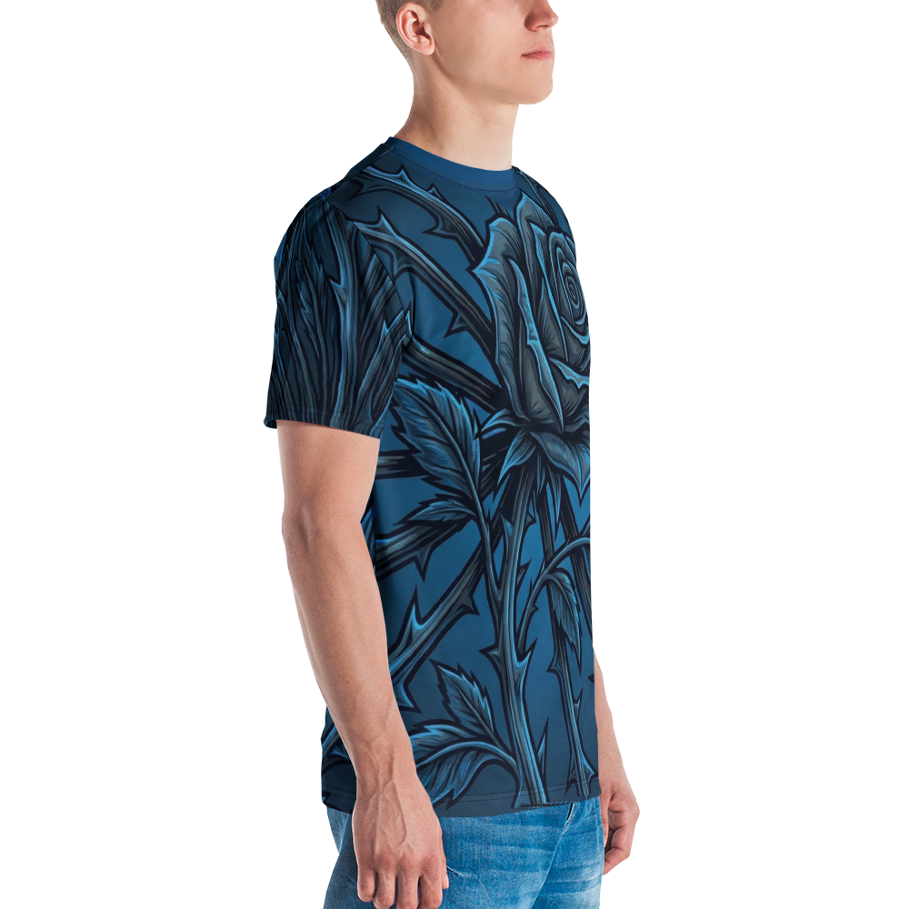 Blaue Dornenrose T-Shirt – Gothic Botanik — Ansicht 5