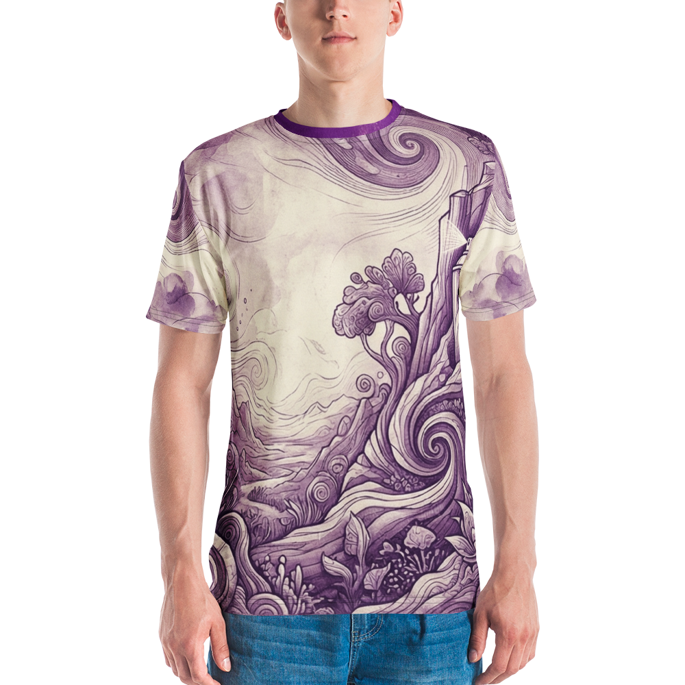 Surreale Spraydosen Landschaft T-Shirt – Violette Kunst
