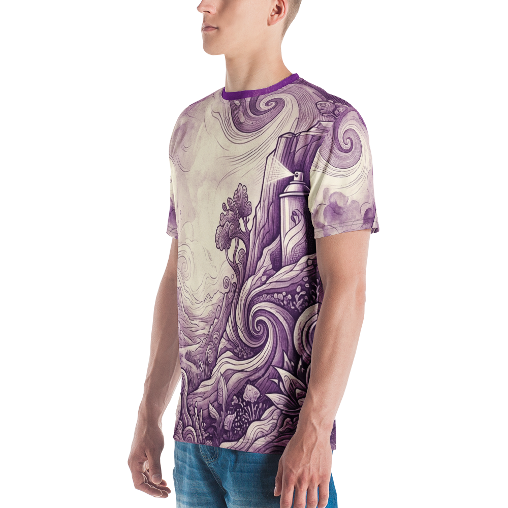 Surreale Spraydosen Landschaft T-Shirt – Violette Kunst