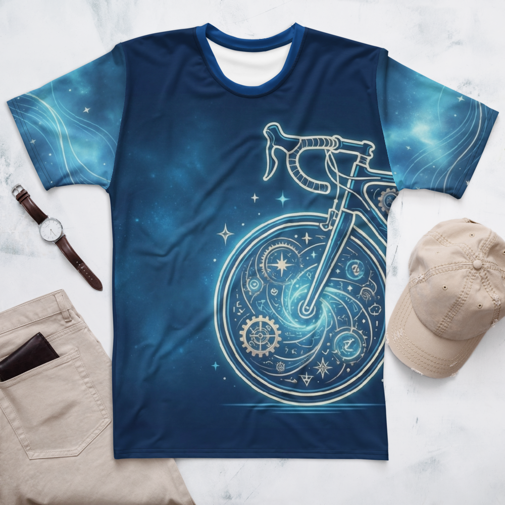 Neon Rennrad mit Sternenrad — Cyber Radsport T-Shirt