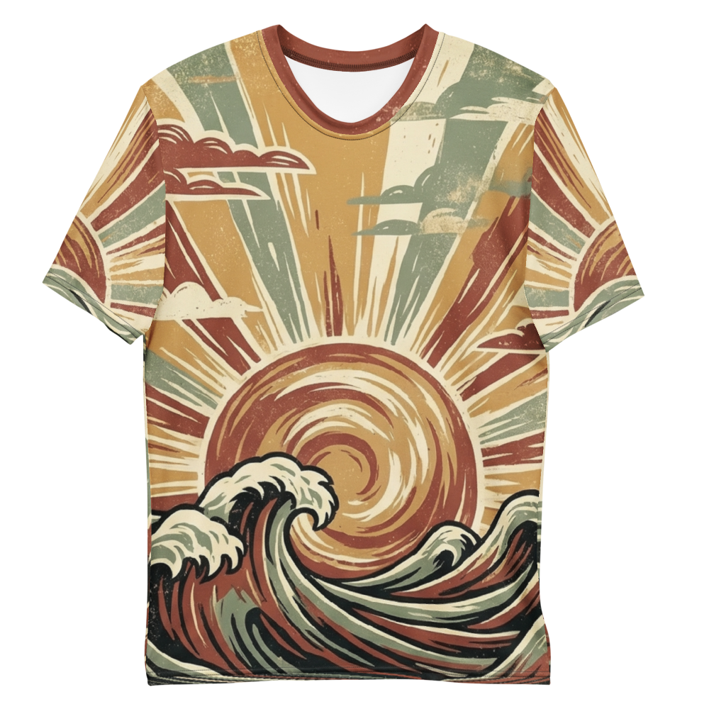 Retro Wellen & Sonne T-Shirt – 70s Vintage Surf Art