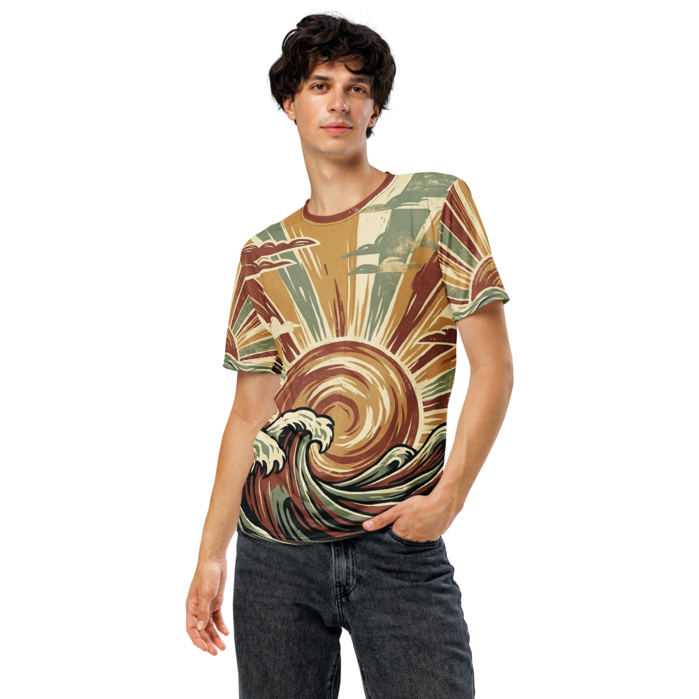 Retro Wellen & Sonne T-Shirt – 70s Vintage Surf Art — Ansicht 5