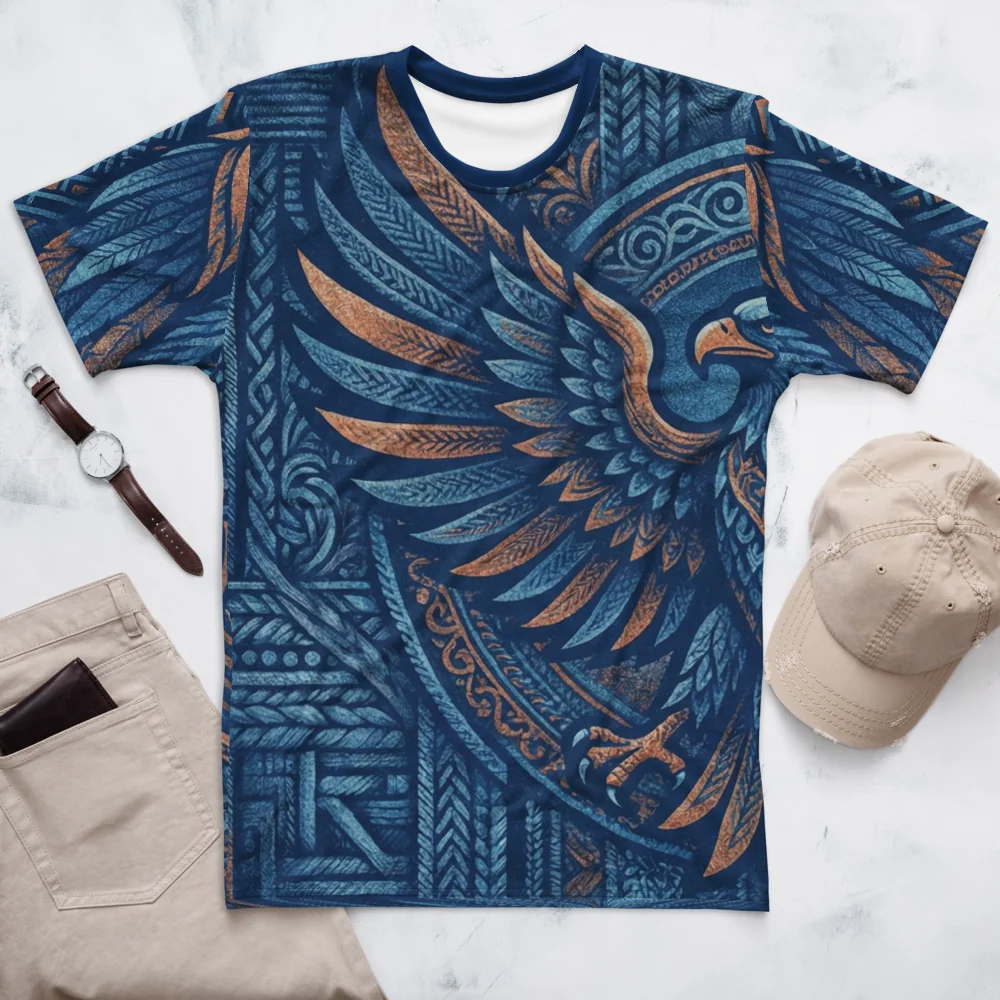 Tribal Adler T-Shirt — Azteken Feder Kupfer Marine — Ansicht 3