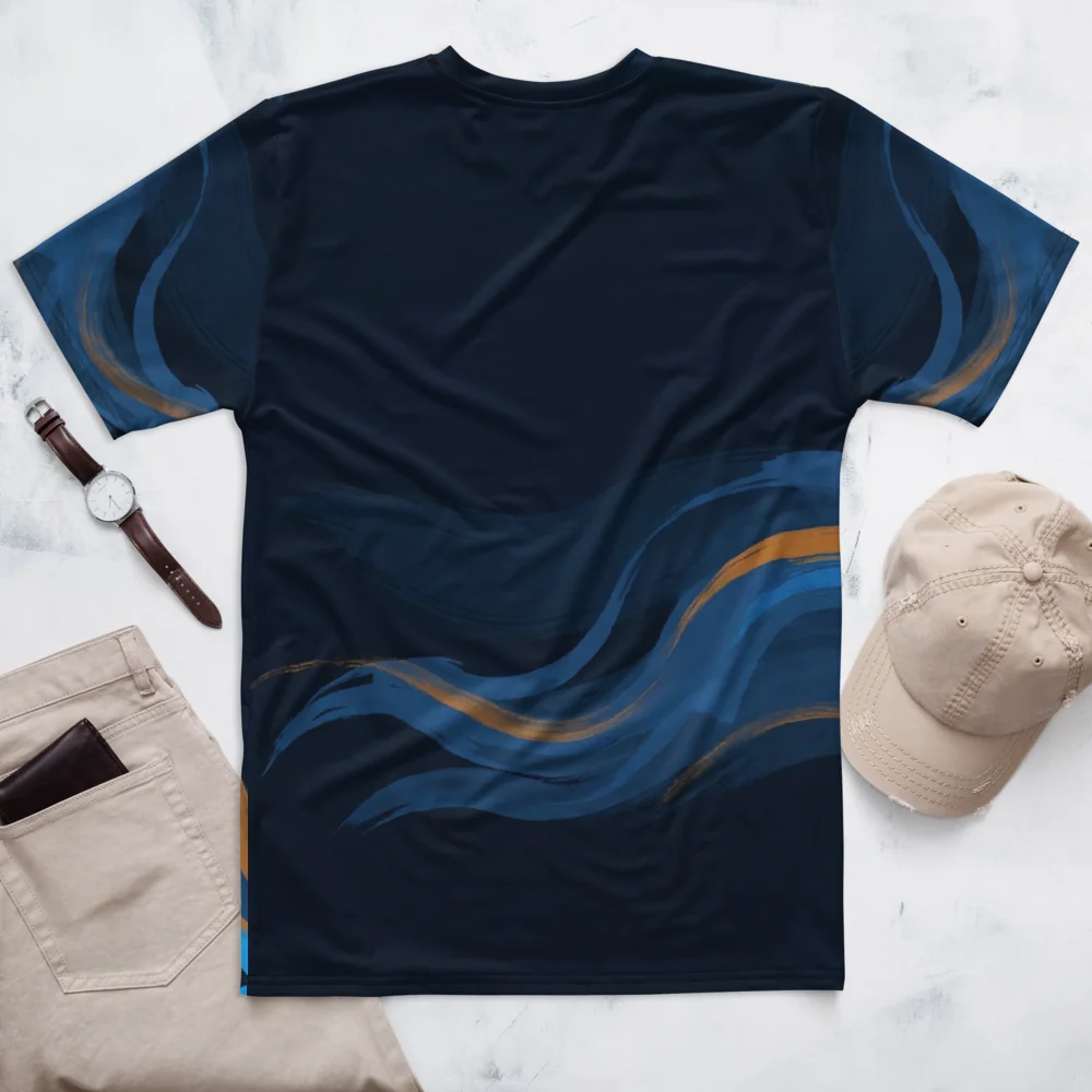Phoenix Pinselstrich T-Shirt — Sumi-e Blau Orange — Rückseite