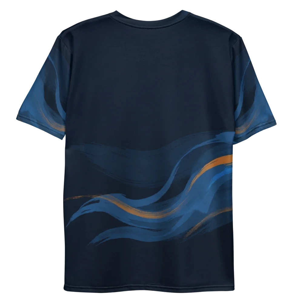Phoenix Pinselstrich T-Shirt — Sumi-e Blau Orange — Rückseite