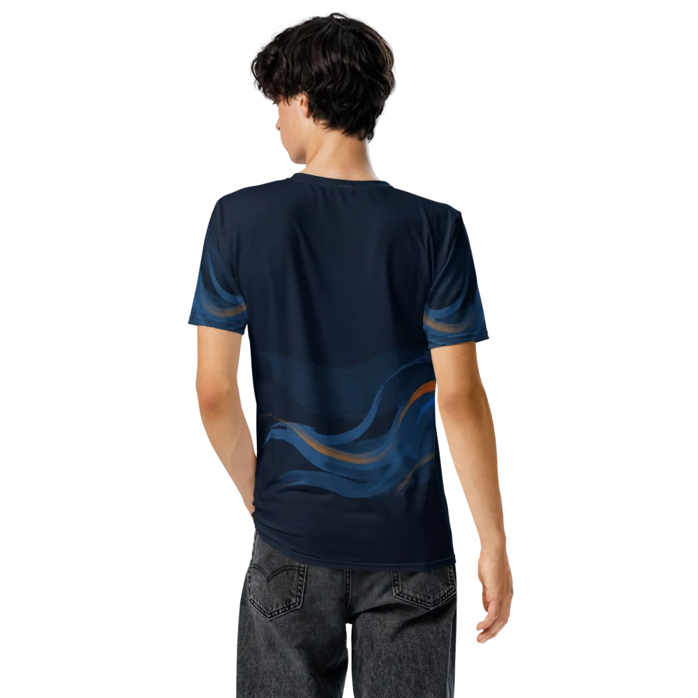 Phoenix Pinselstrich T-Shirt — Sumi-e Blau Orange — Ansicht 6