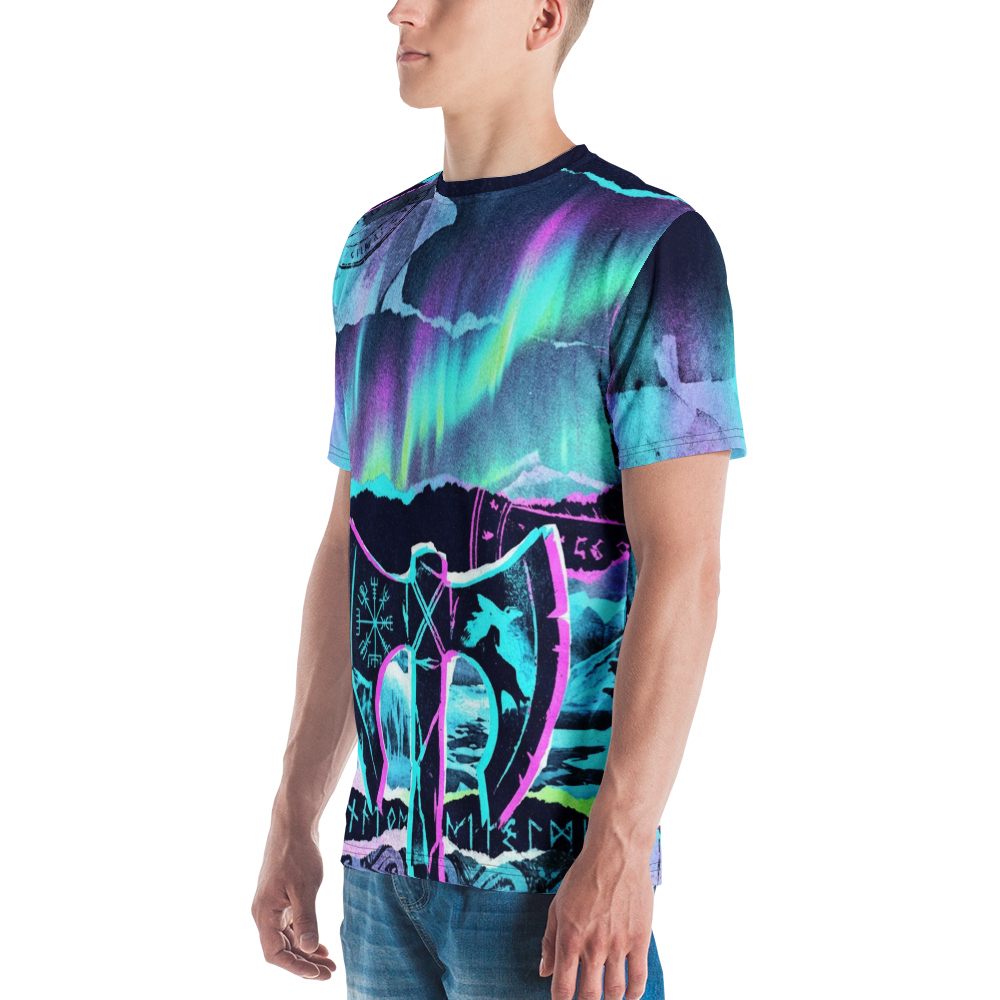 Neon Wikinger Axt T-Shirt – Glitch Art