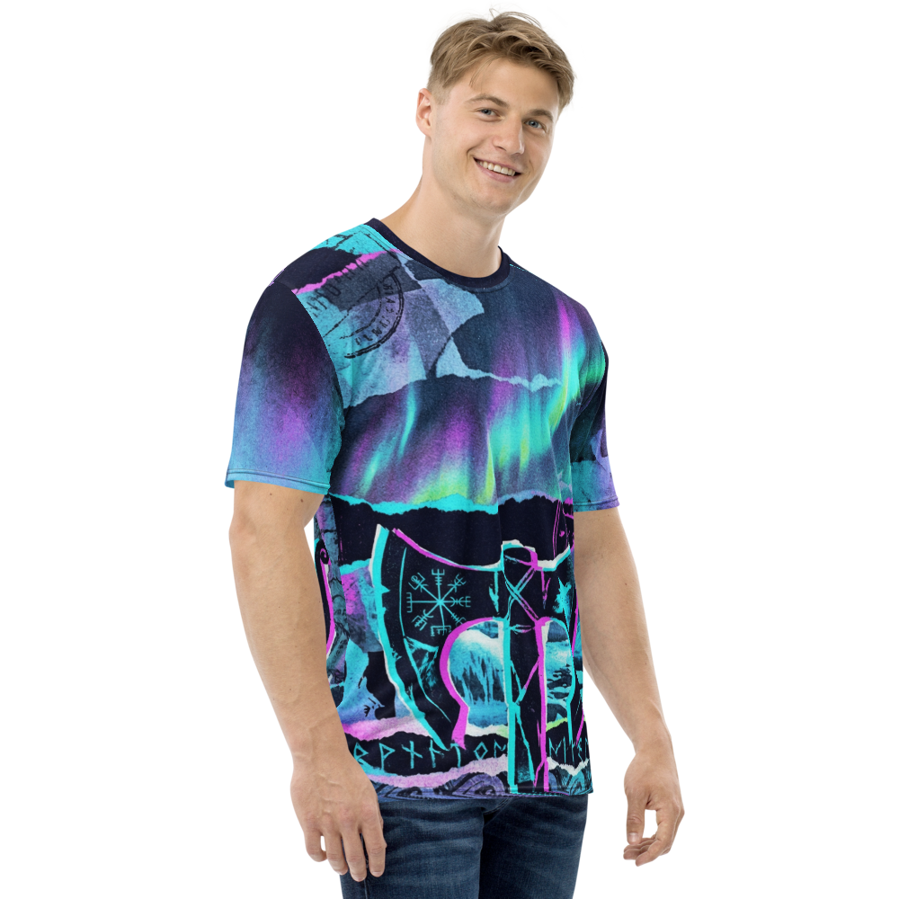 Neon Wikinger Axt T-Shirt – Glitch Art