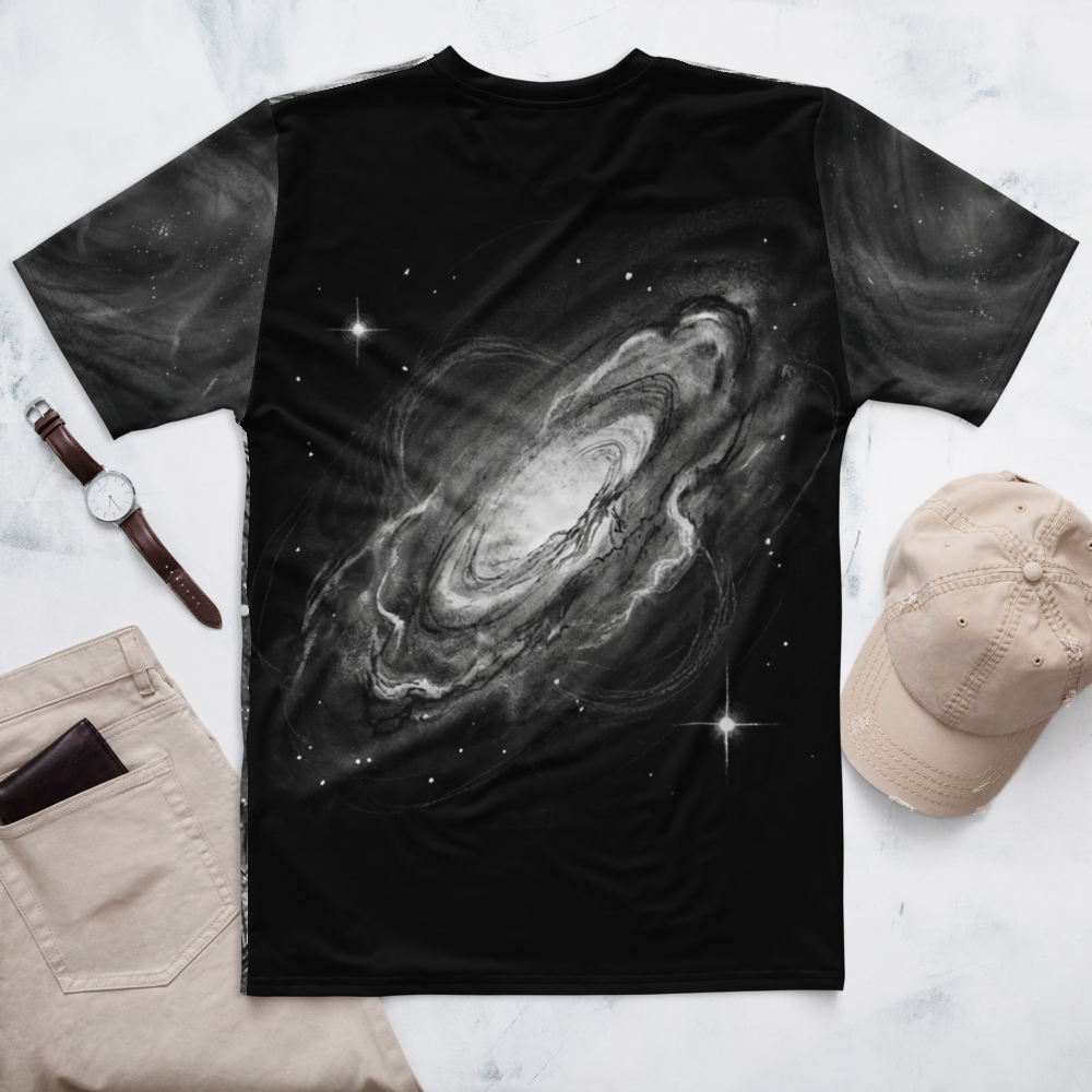 Galaxie-Spirale Bleistift-Skizze — Monochrom Cosmic T-Shirt