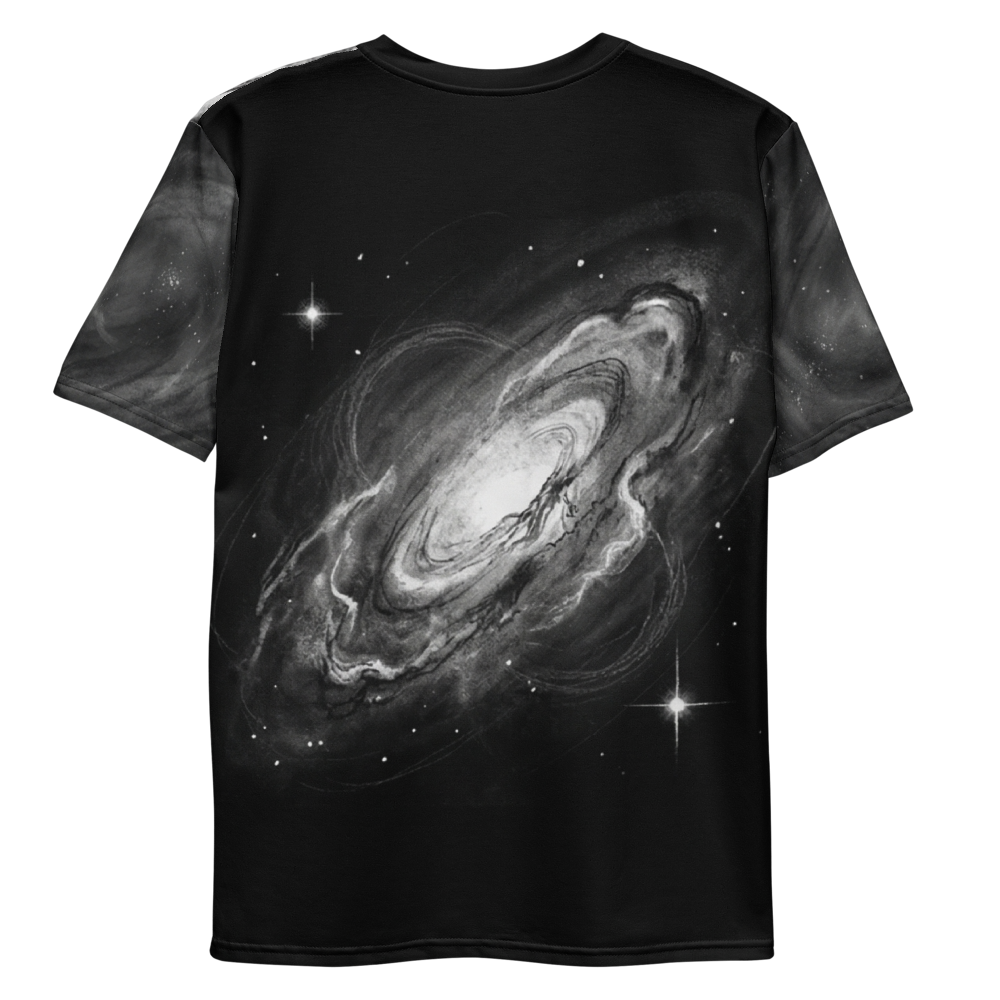 Galaxie-Spirale Bleistift-Skizze — Monochrom Cosmic T-Shirt