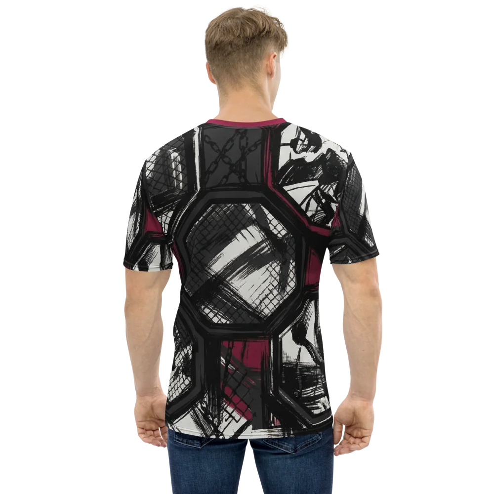 MMA Cage Storyboard T-Shirt — Burgundy Fight Comic