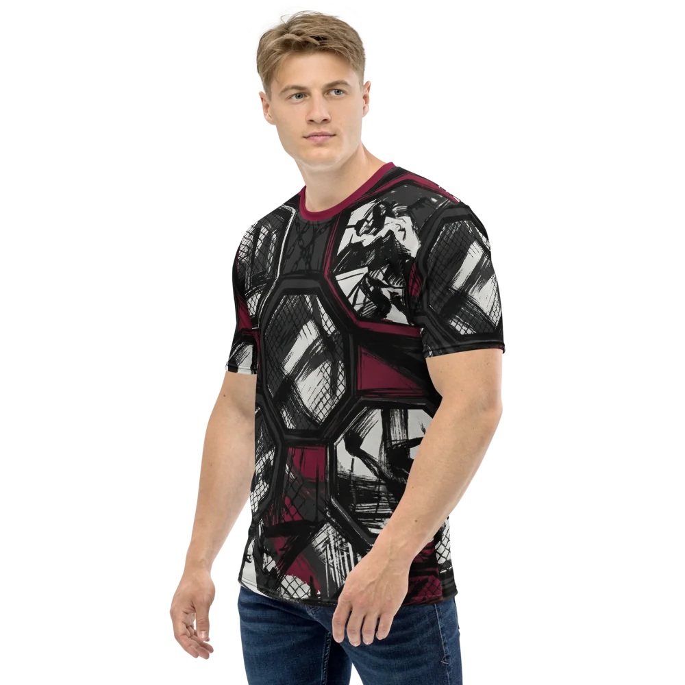 MMA Cage Storyboard T-Shirt — Burgundy Fight Comic