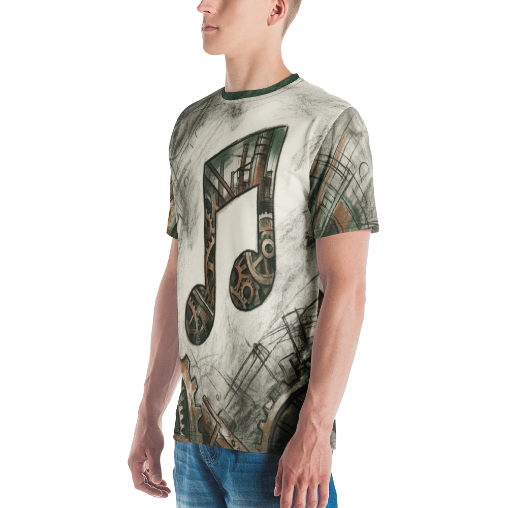 Steampunk Noten aus Zahnrädern — Bleistift-Skizze T-Shirt