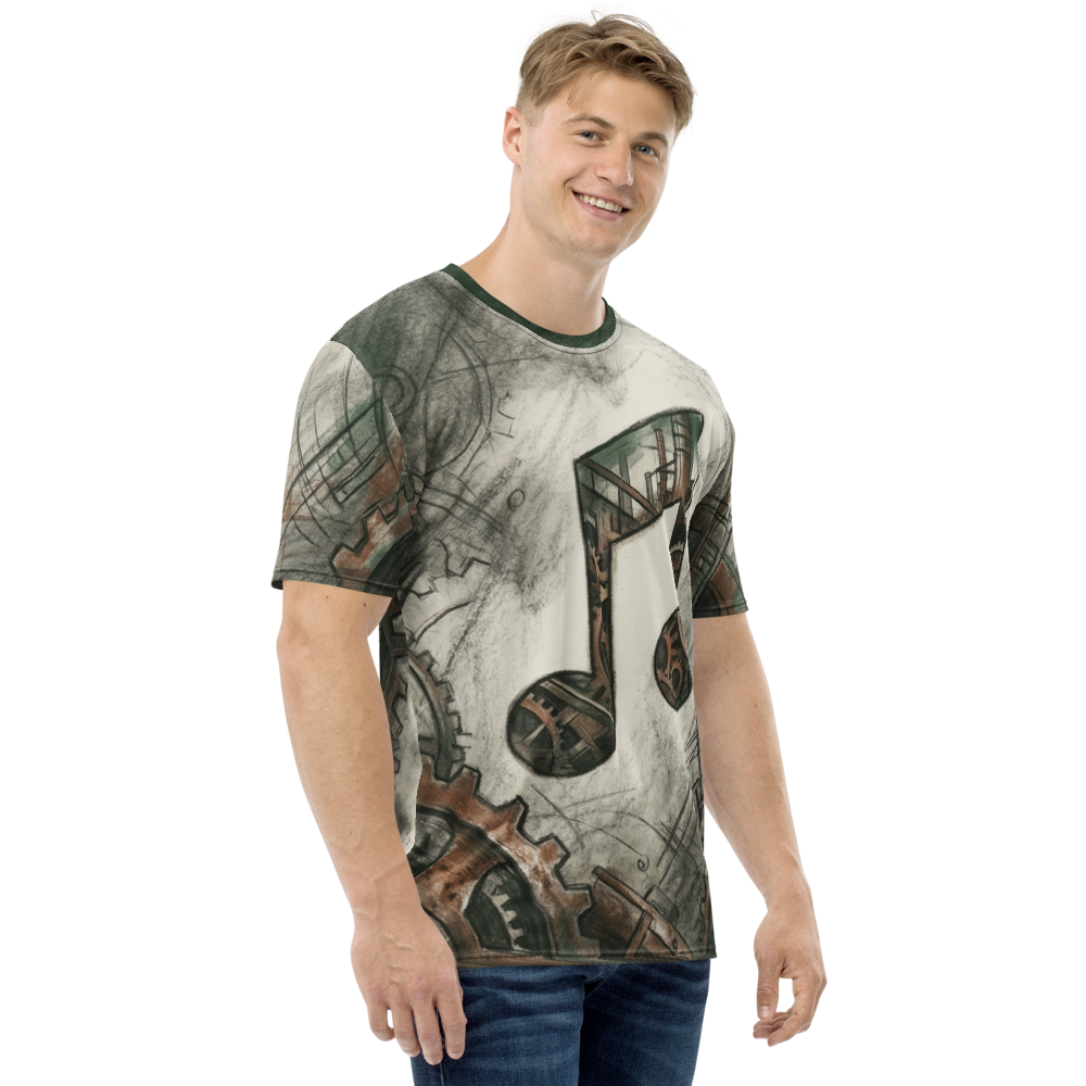 Steampunk Noten aus Zahnrädern — Bleistift-Skizze T-Shirt