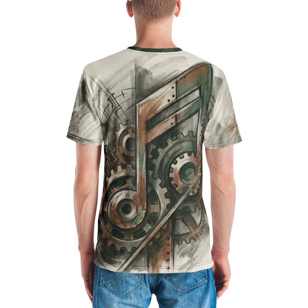 Steampunk Noten T-Shirt — Zahnrad Bleistift Skizze — Ansicht 7