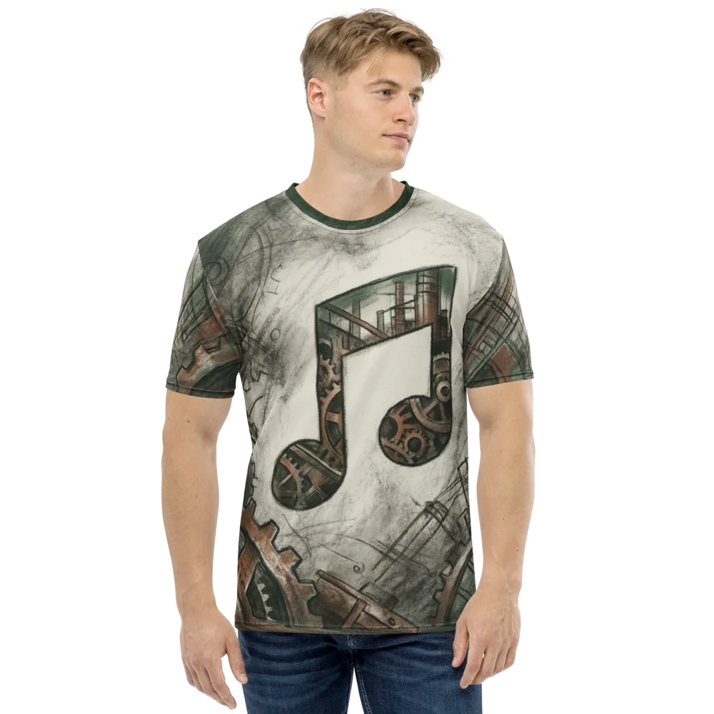 Steampunk Noten T-Shirt — Zahnrad Bleistift Skizze — Ansicht 8