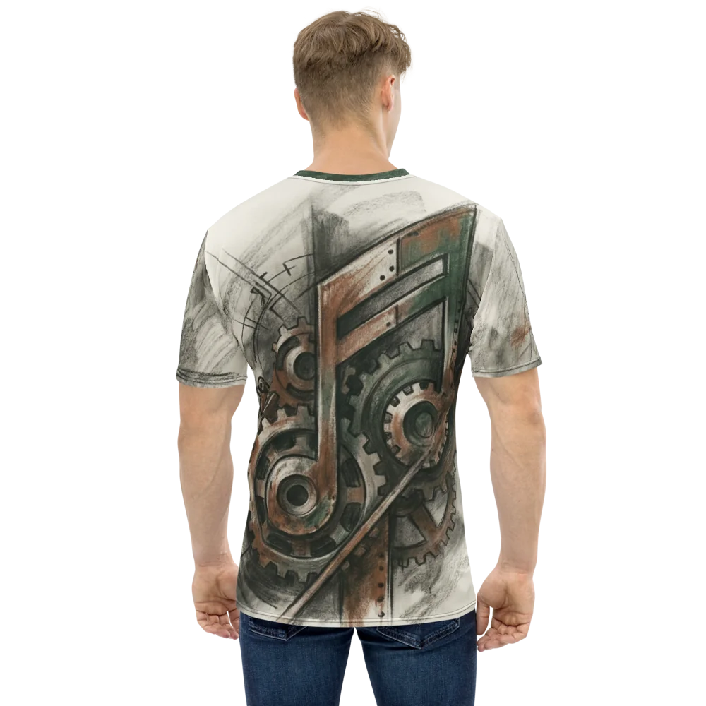 Steampunk Noten T-Shirt — Zahnrad Bleistift Skizze