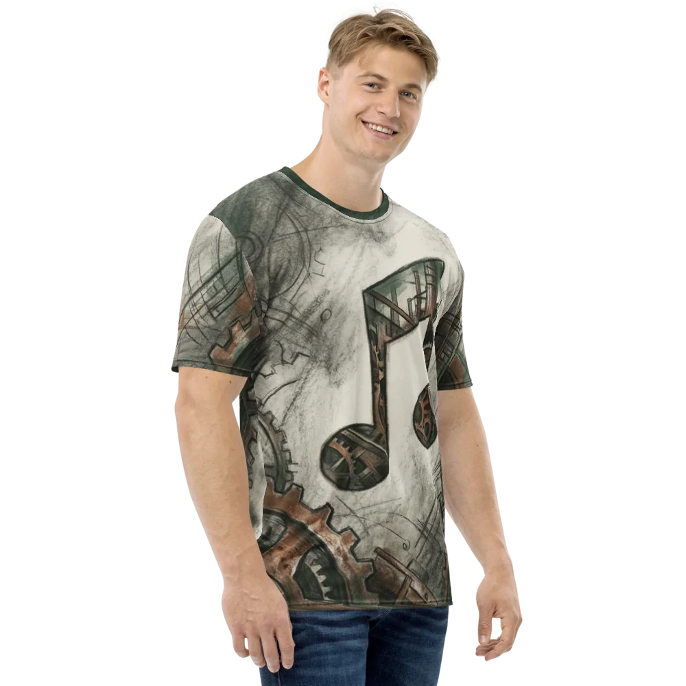 Steampunk Noten T-Shirt — Zahnrad Bleistift Skizze