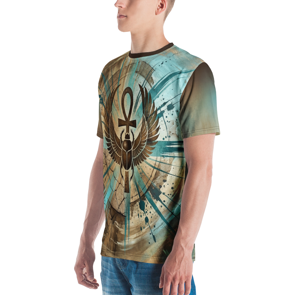 Skarabäus Ankh — Türkis Grunge Ägypten Symbol T-Shirt