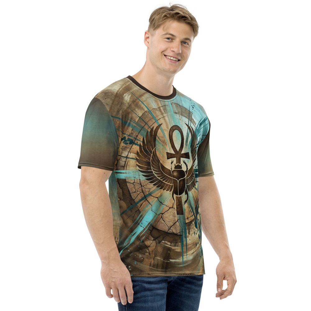 Skarabäus Ankh — Türkis Grunge Ägypten Symbol T-Shirt