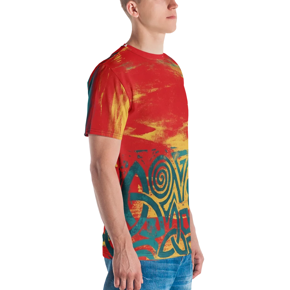 Keltischer Knoten T-Shirt — Kleeblatt Grunge Rot Türkis — Ansicht 6