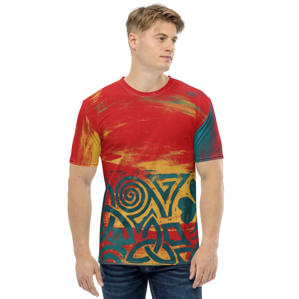Keltischer Knoten T-Shirt — Kleeblatt Grunge Rot Türkis — Ansicht 8