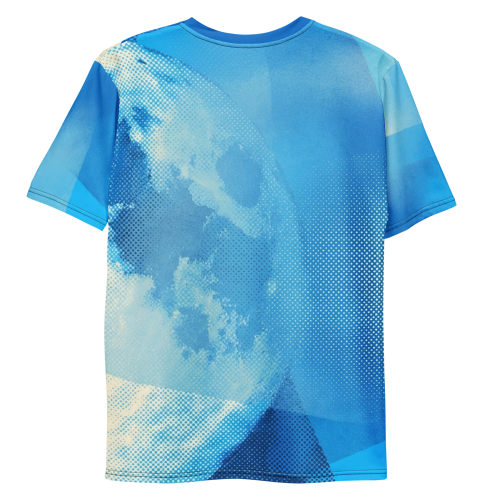 Halftone Mond Monochrom Blau — Fotodruck T-Shirt