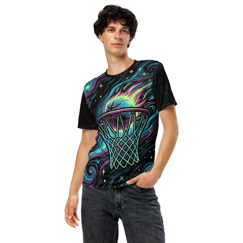 Kosmischer Basketball T-Shirt – Neon Galaxy