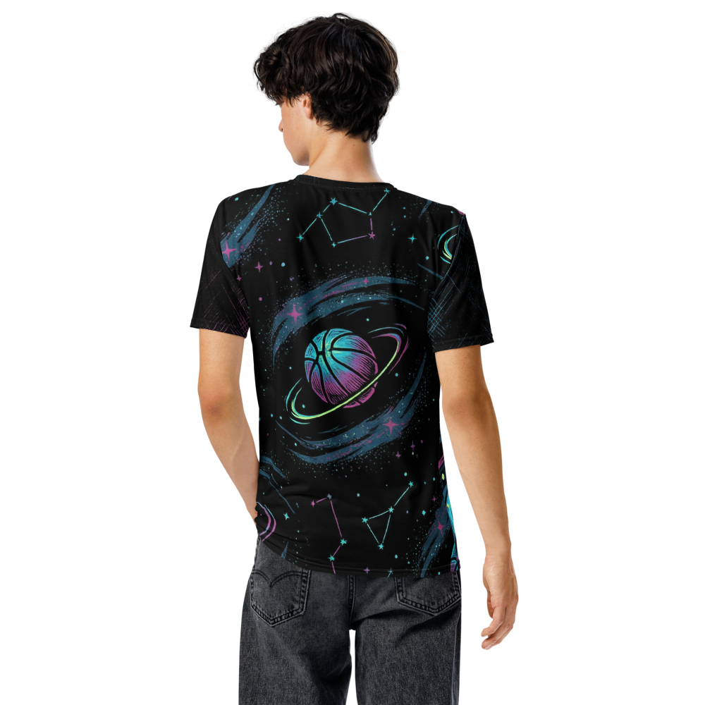 Kosmischer Basketball T-Shirt – Neon Galaxy