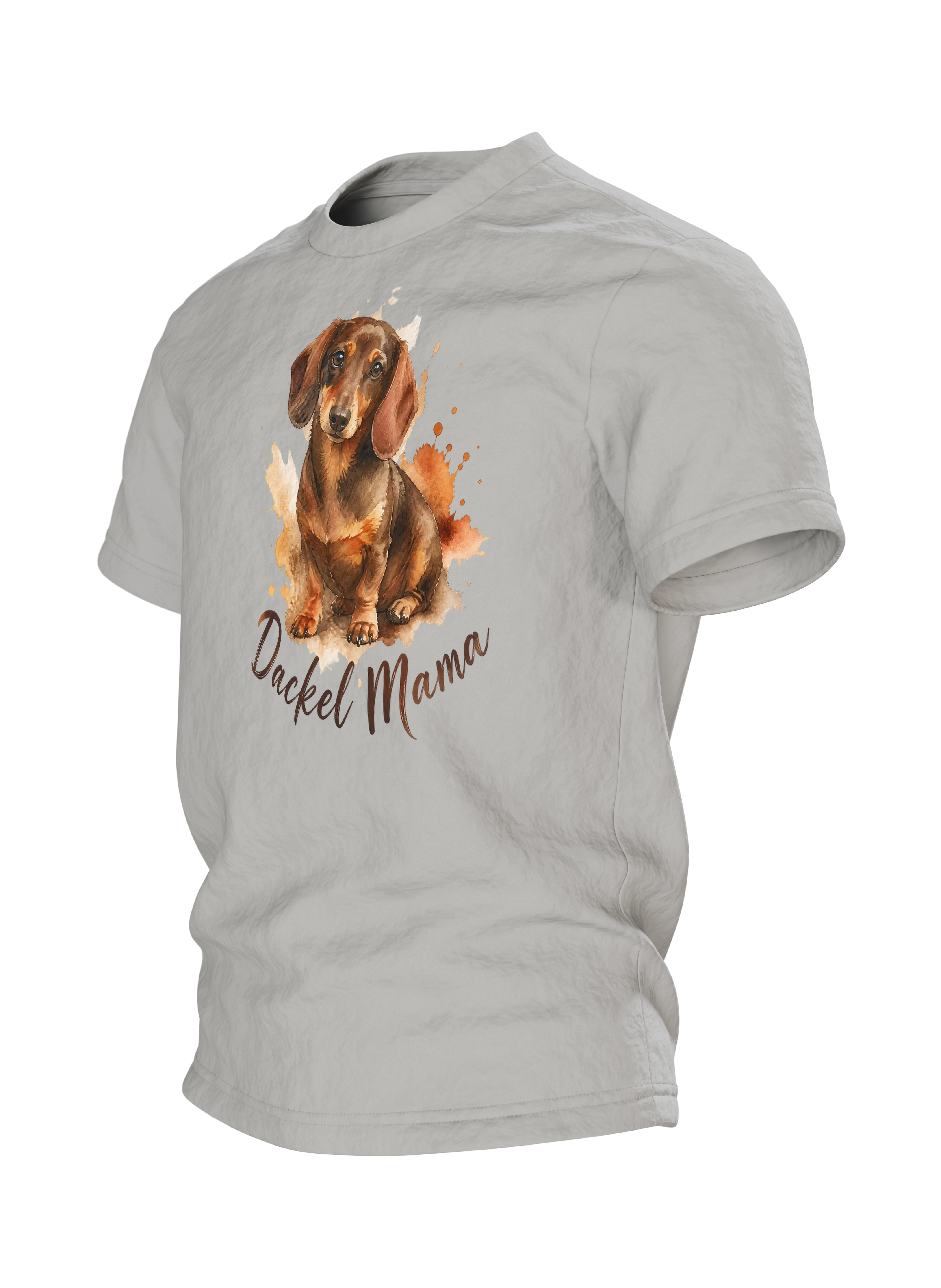 Dackel Mama T-Shirt – Aquarell Dackel im Herbstlook — Rechter Ärmel