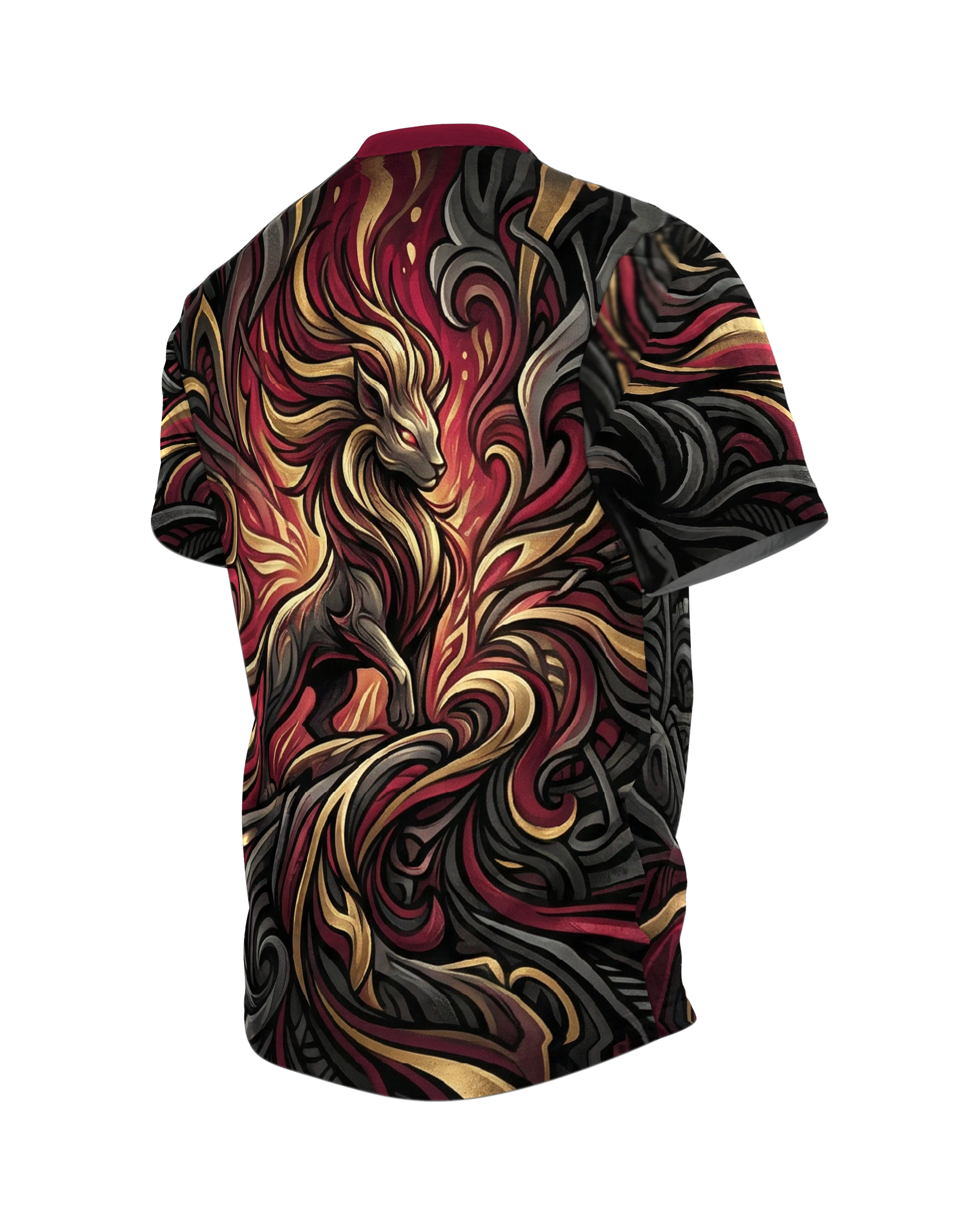 Mystische Bestie T-Shirt: Dark Fantasy, Rückseite schräg links