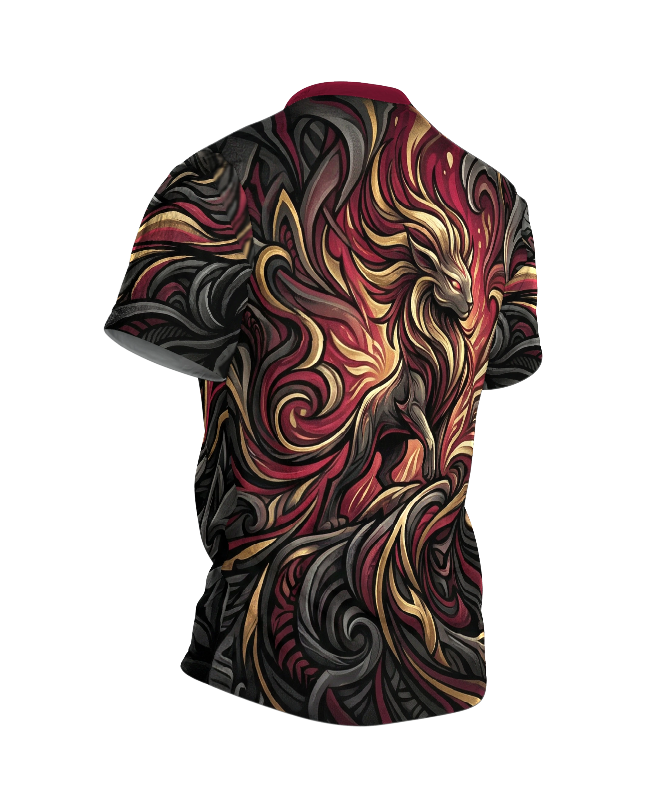 Mystische Bestie T-Shirt: Dark Fantasy, Rückseite schräg rechts