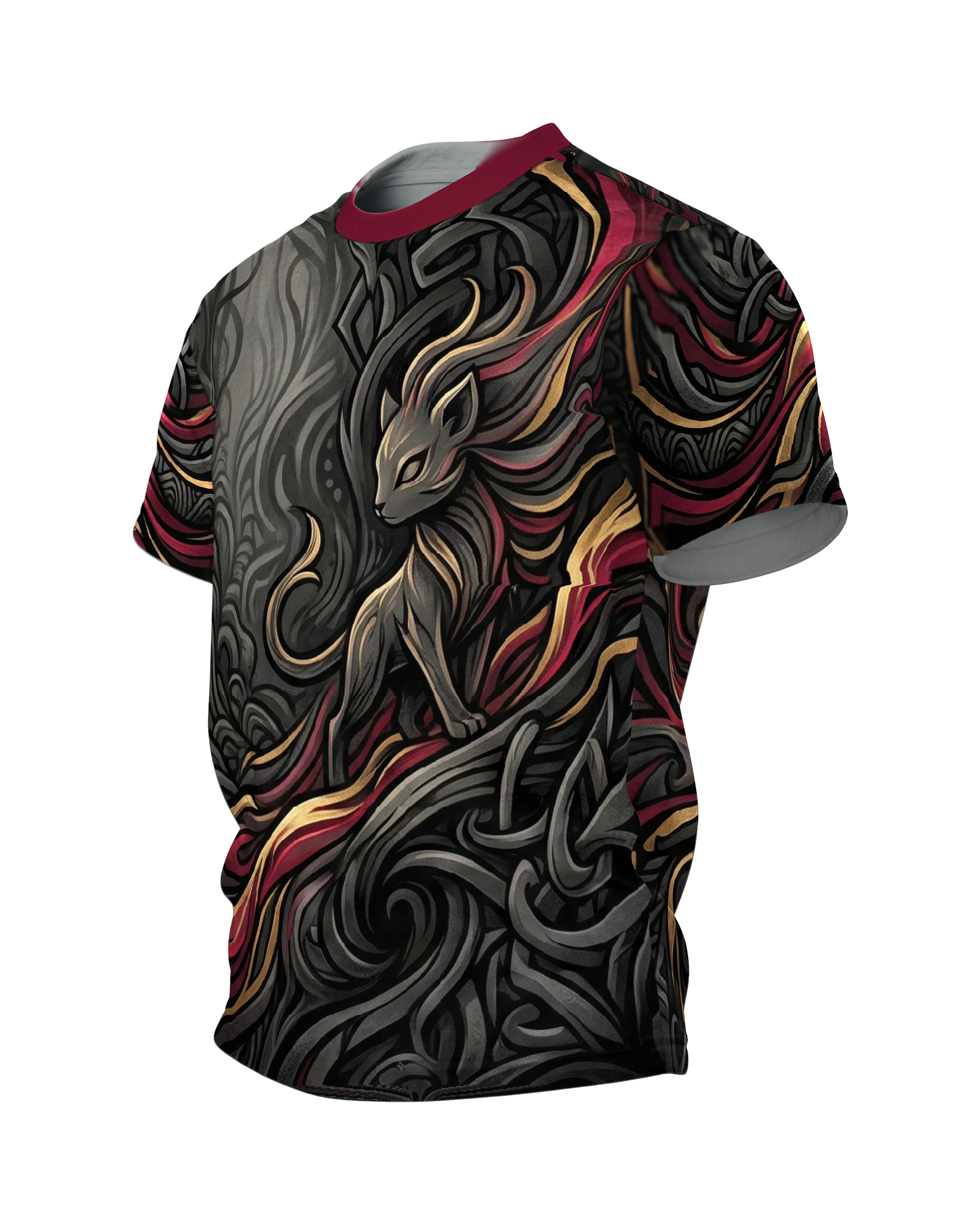 Mystische Bestie T-Shirt: Dark Fantasy, Seitenansicht rechts