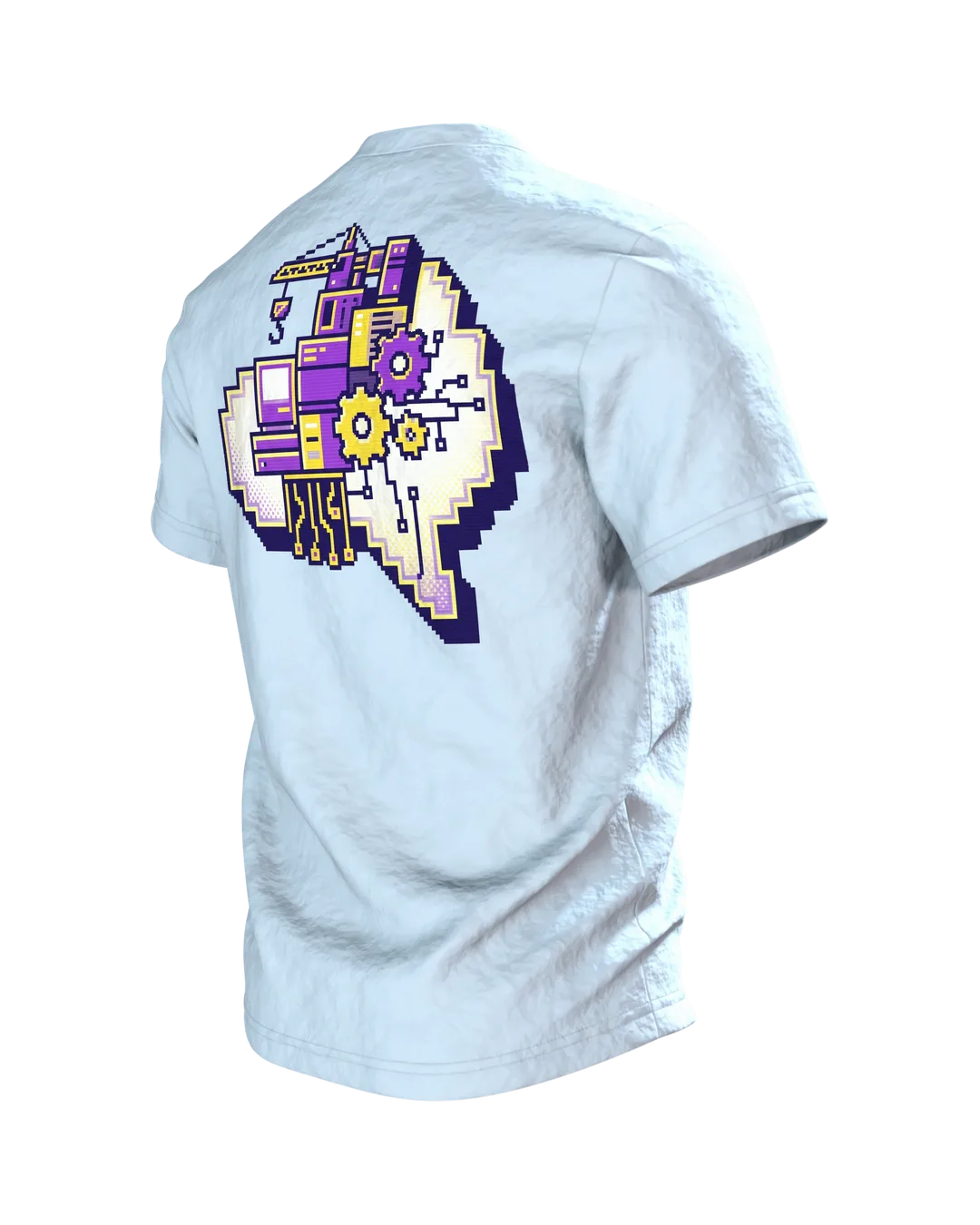 Pixel Ritter T-Shirt "Level 40 freigeschaltet", 8-Bit Gaming Badge zum 40. Geburtstag, Rückseite schräg links