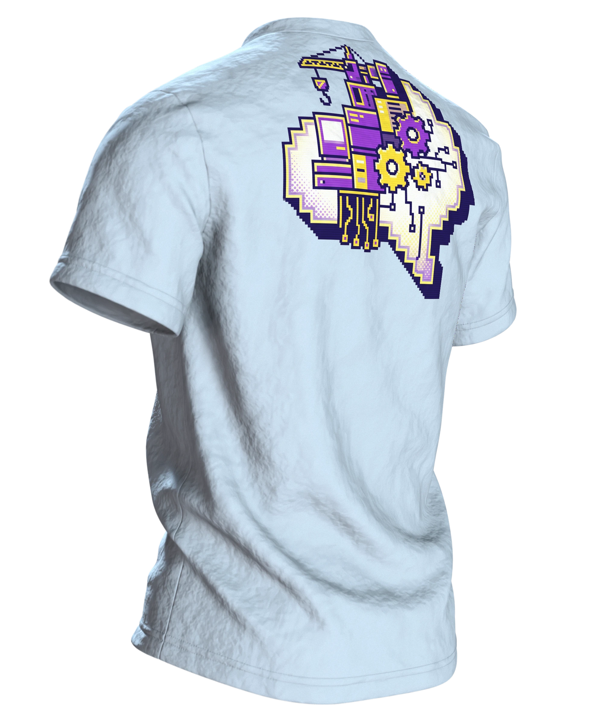 Pixel Ritter T-Shirt "Level 40 freigeschaltet", 8-Bit Gaming Badge zum 40. Geburtstag, Rückseite schräg rechts