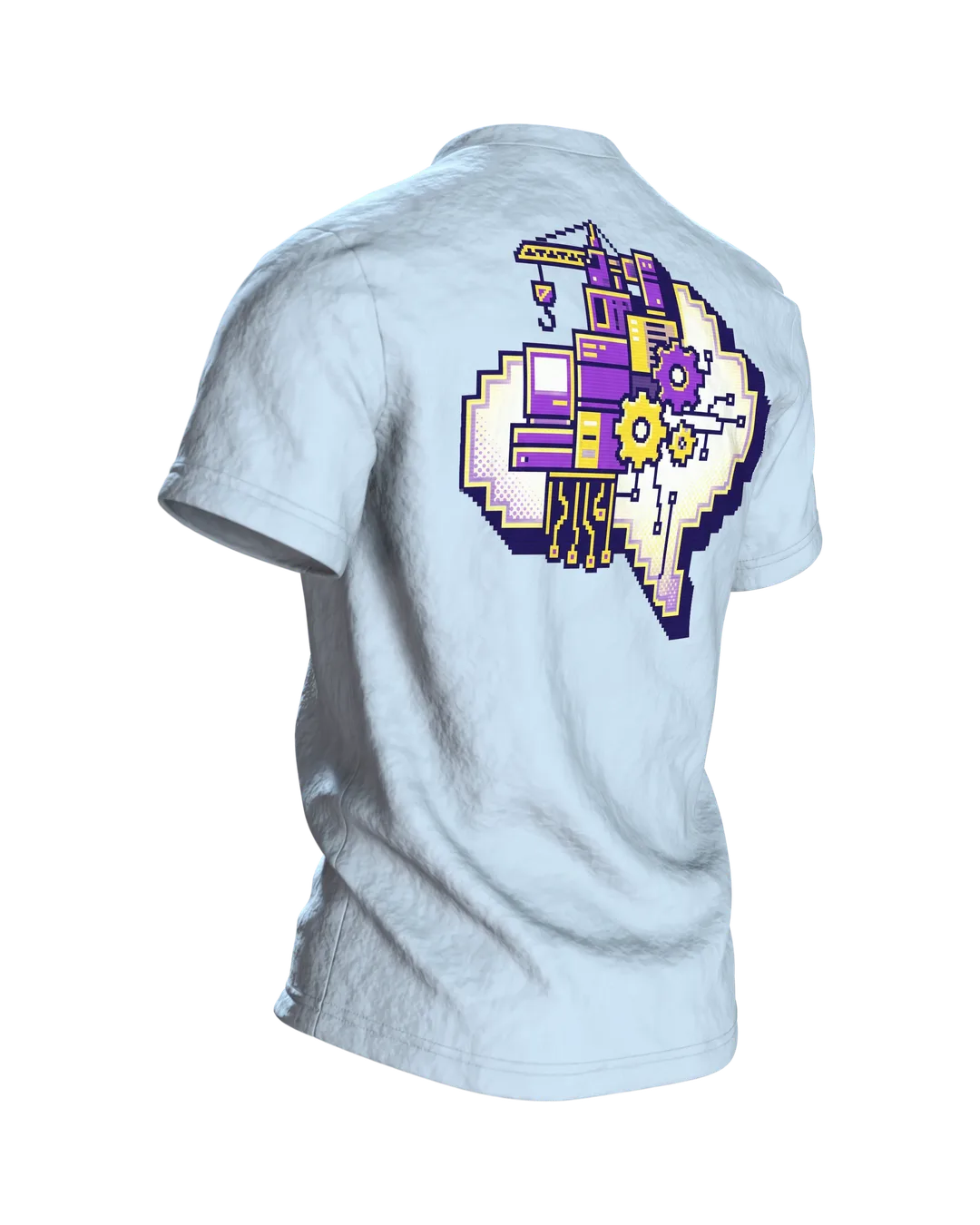 Pixel Ritter T-Shirt "Level 40 freigeschaltet", 8-Bit Gaming Badge zum 40. Geburtstag, Rückseite schräg rechts