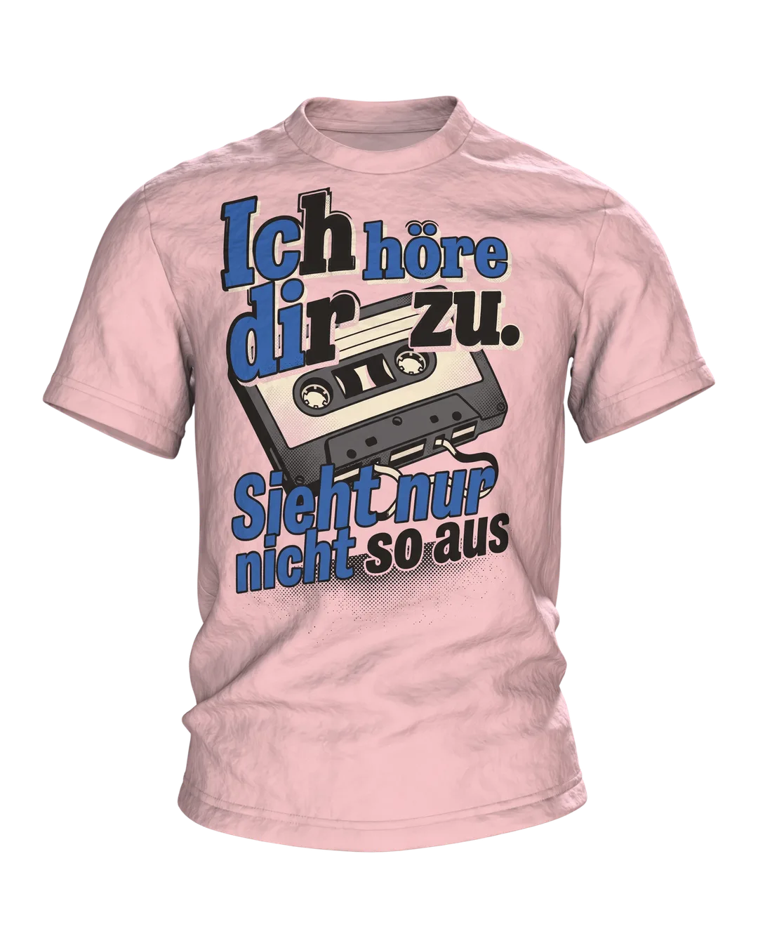 Kassette T-Shirt "Ich höre dir zu. Sieht nur nicht so aus", Retro Pop-Art Spruch