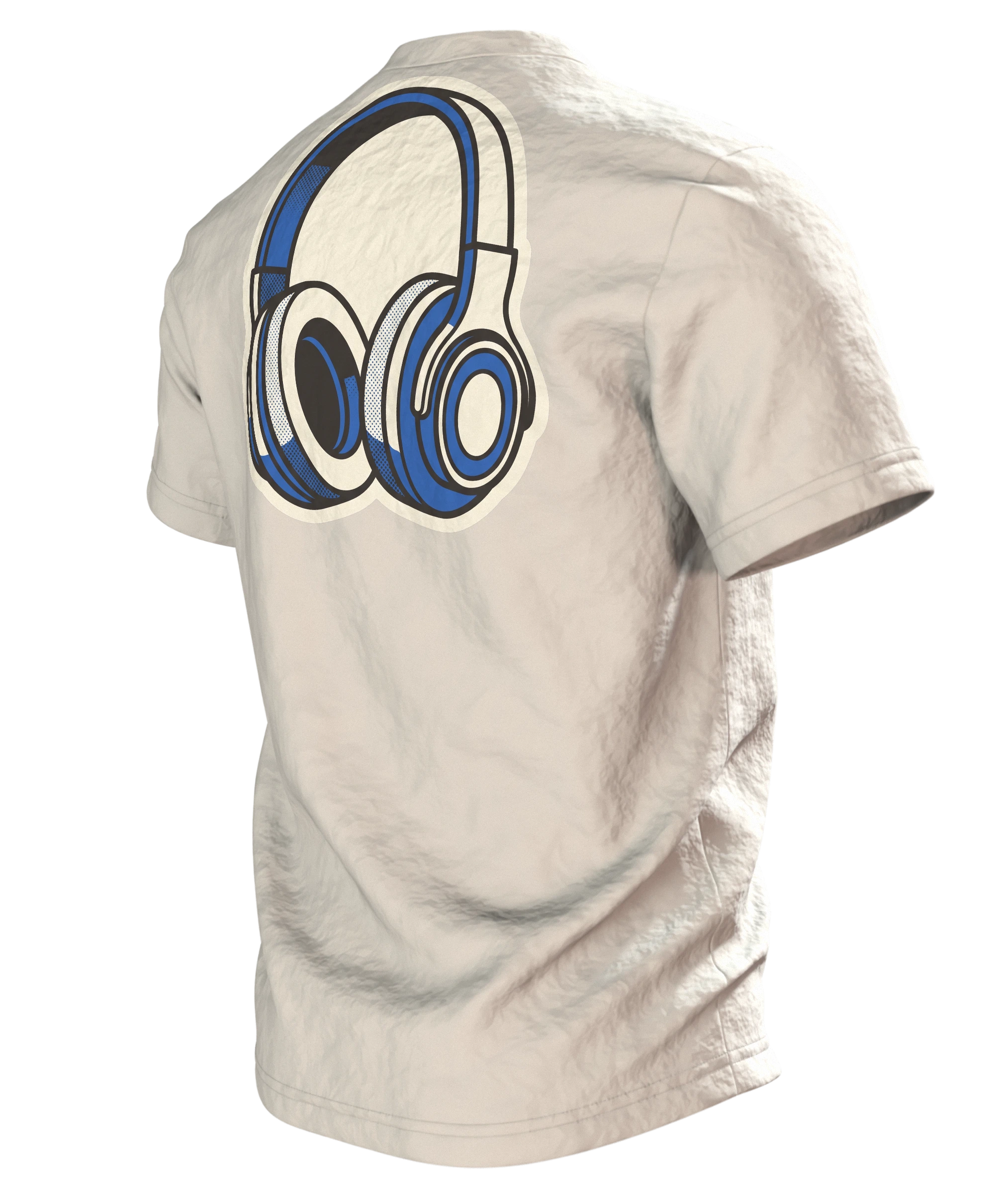 Kassette T-Shirt "Ich höre dir zu. Sieht nur nicht so aus", Retro Pop-Art Spruch, Rückseite schräg links