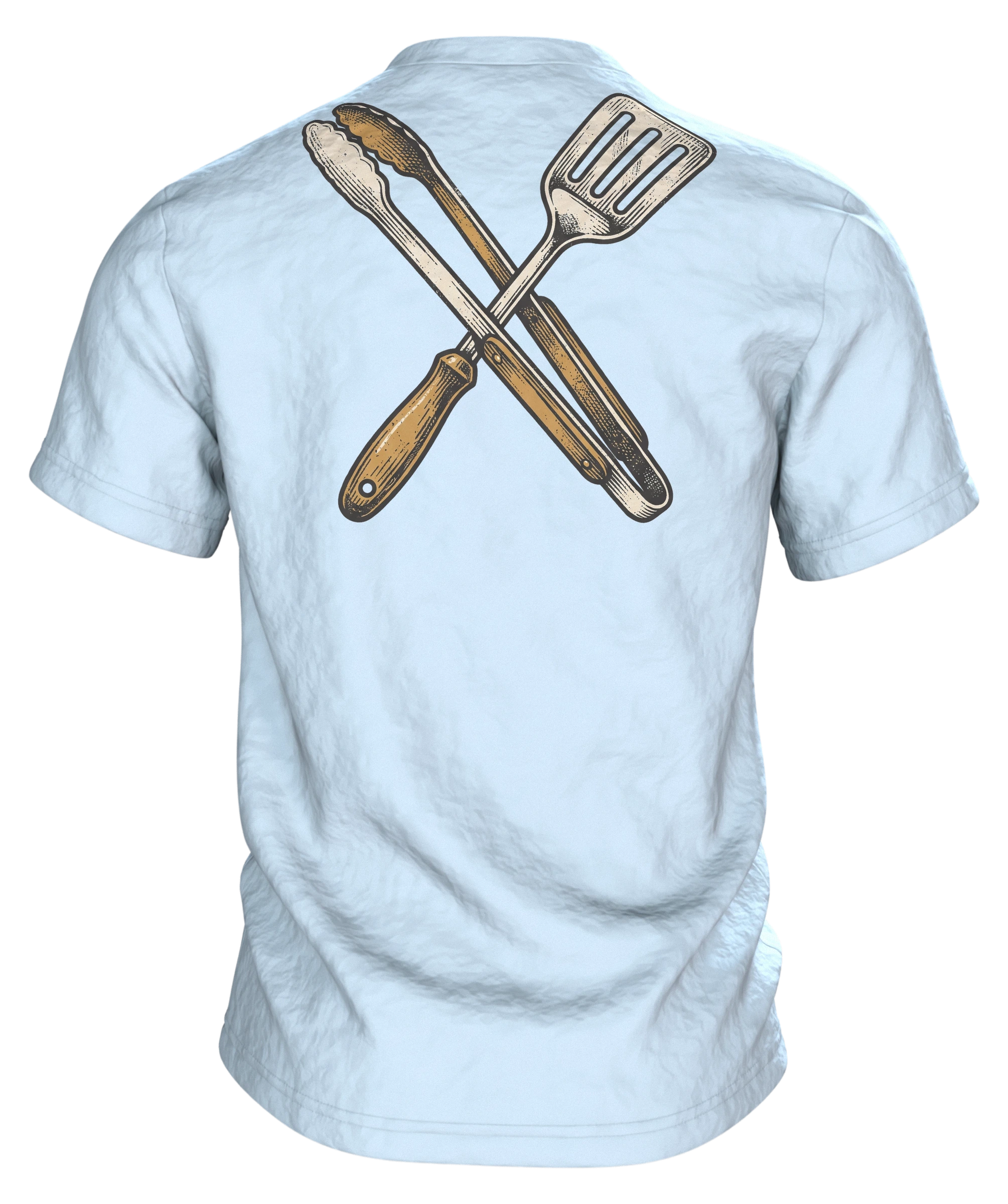 Kugelgrill T-Shirt "Grillmeister, Fleisch ist mein Gemüse", Vintage BBQ Emblem, Rückseite