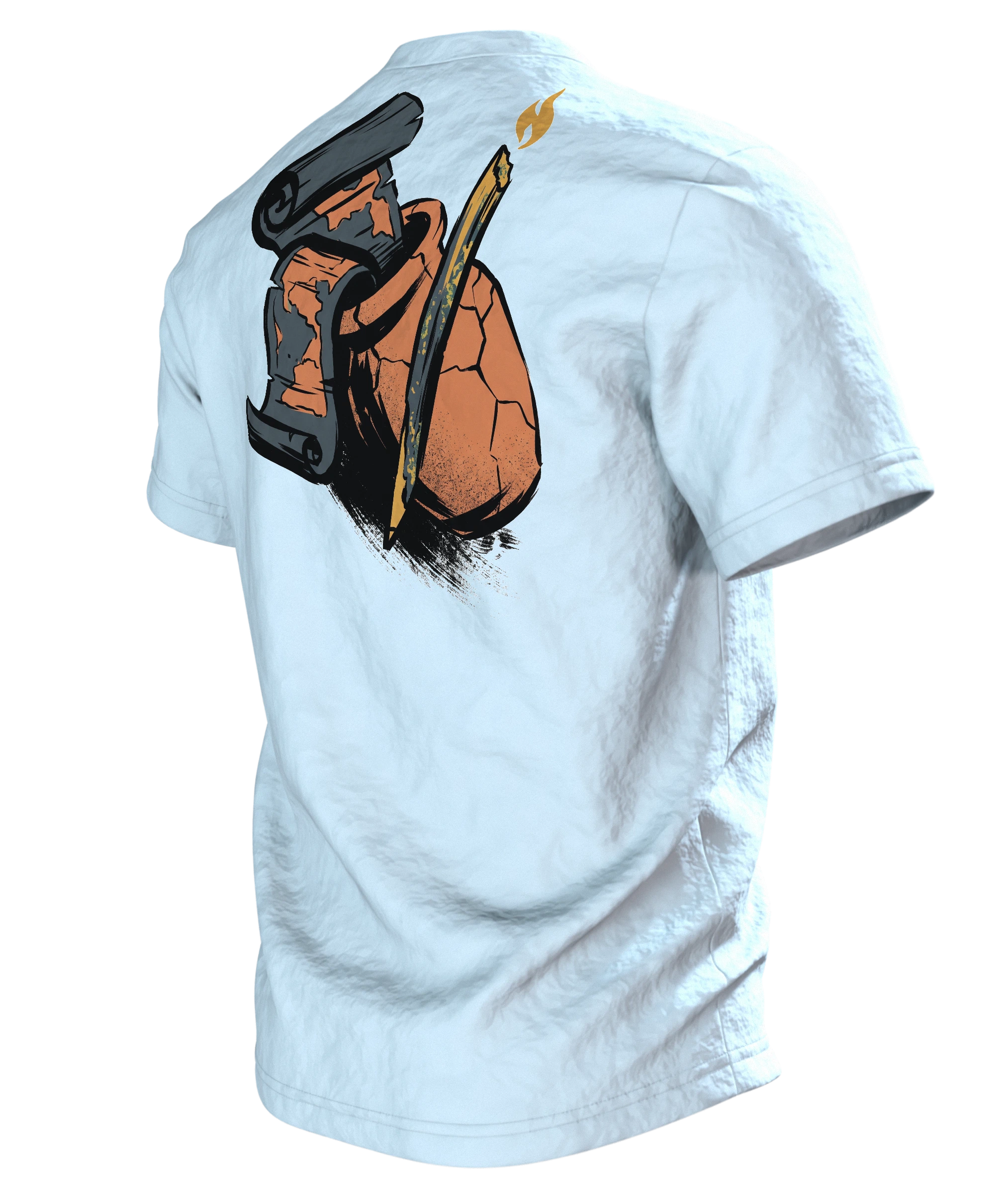 Dachs T-Shirt Sumi-e Waldtier Tusche Landkarte, Rückseite schräg links