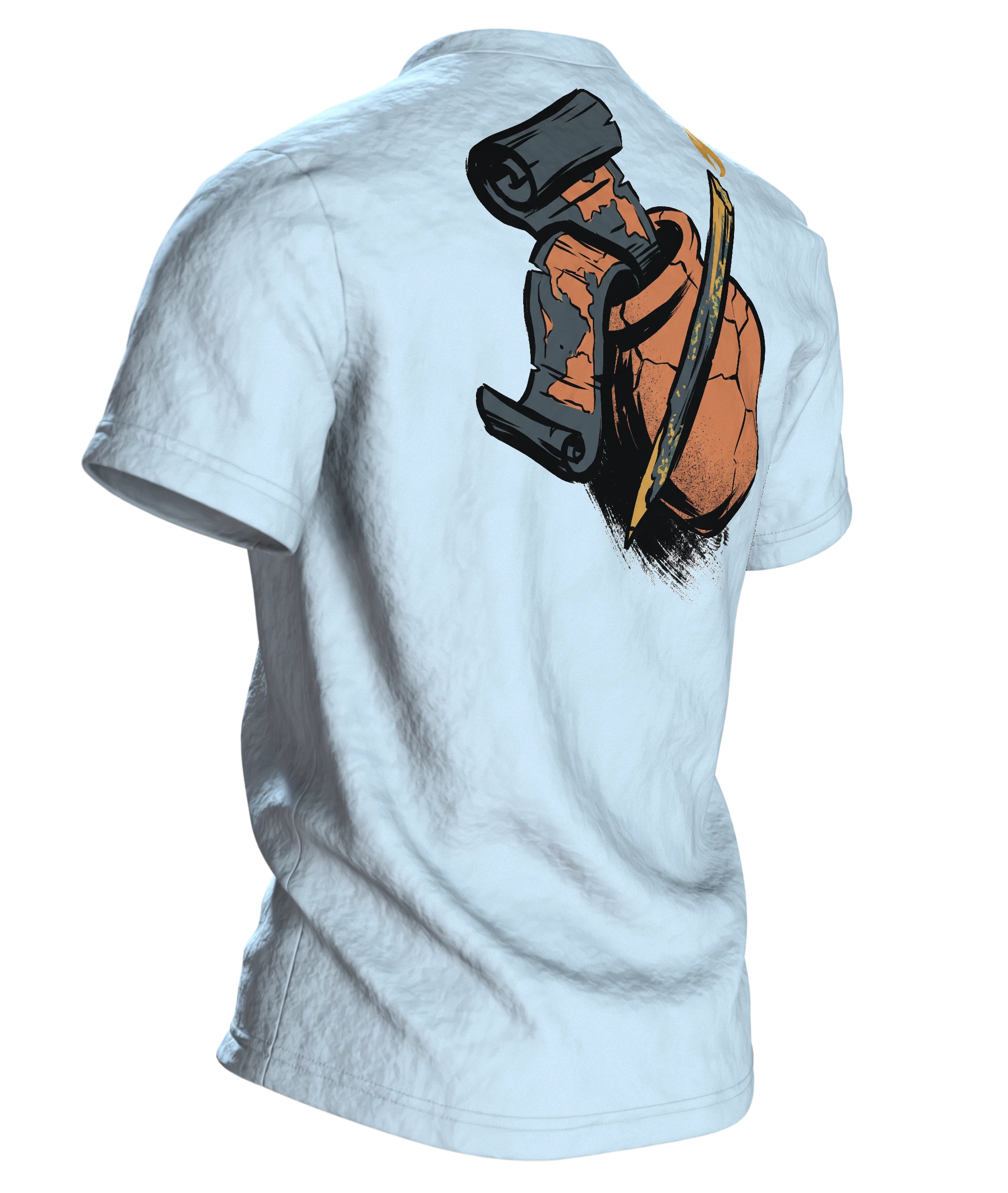 Dachs T-Shirt Sumi-e Waldtier Tusche Landkarte, Rückseite schräg rechts